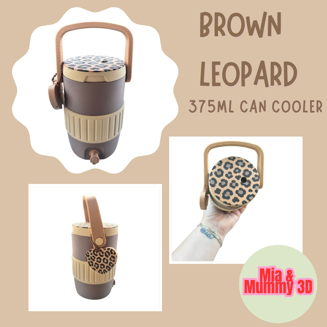 Brown Leopard Can Cooler