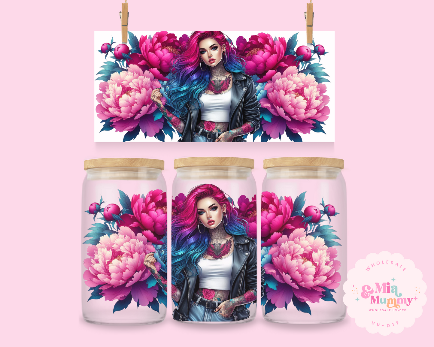 BRIGHT PEONIES- DOUBLE SIDED UV DTF