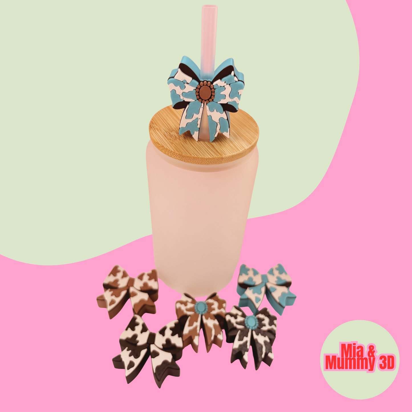 Country Teal Straw topper set.