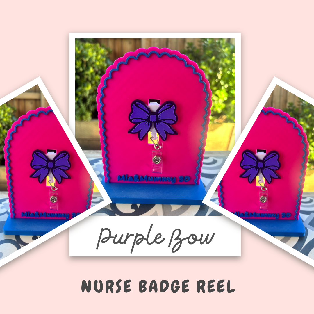 Purple Bow Nurse Badge Reel- FREE