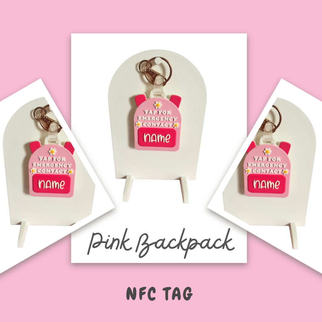 Pink Backpack NFC keychain
