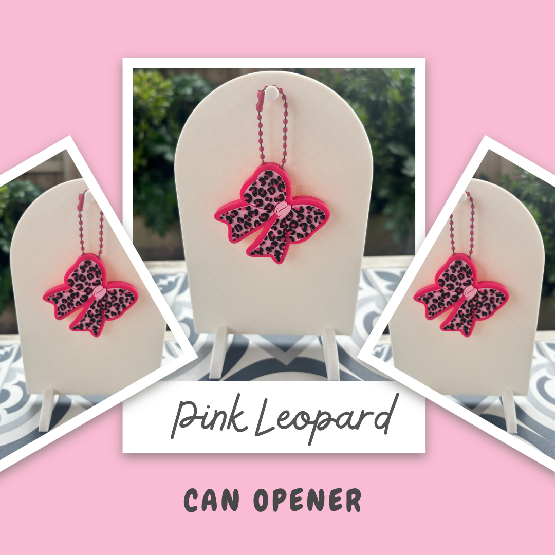 Pink leopard can opener