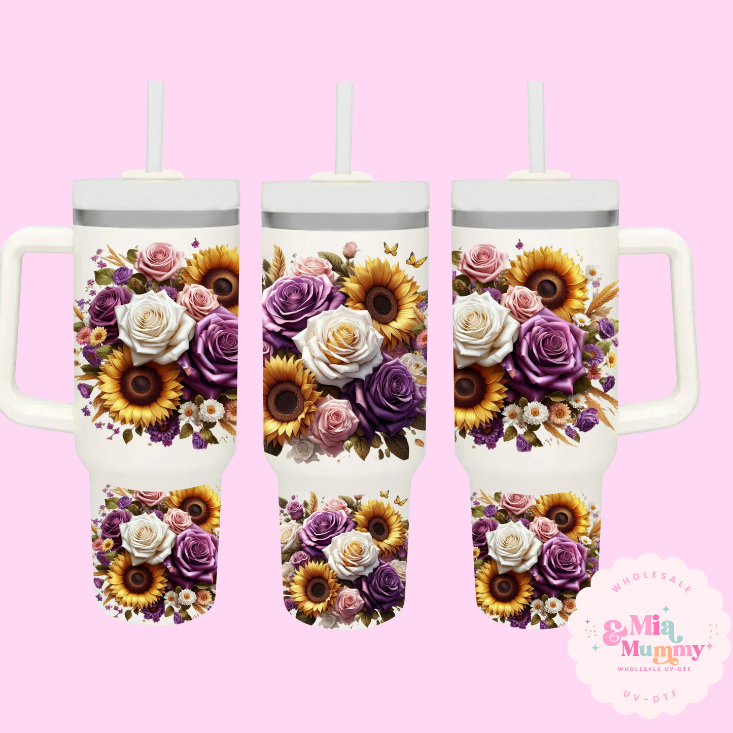 YELLOW AND PURPLE ROSES DIGITAL DOWNLOAD- FOR A 40oz GUZZLER