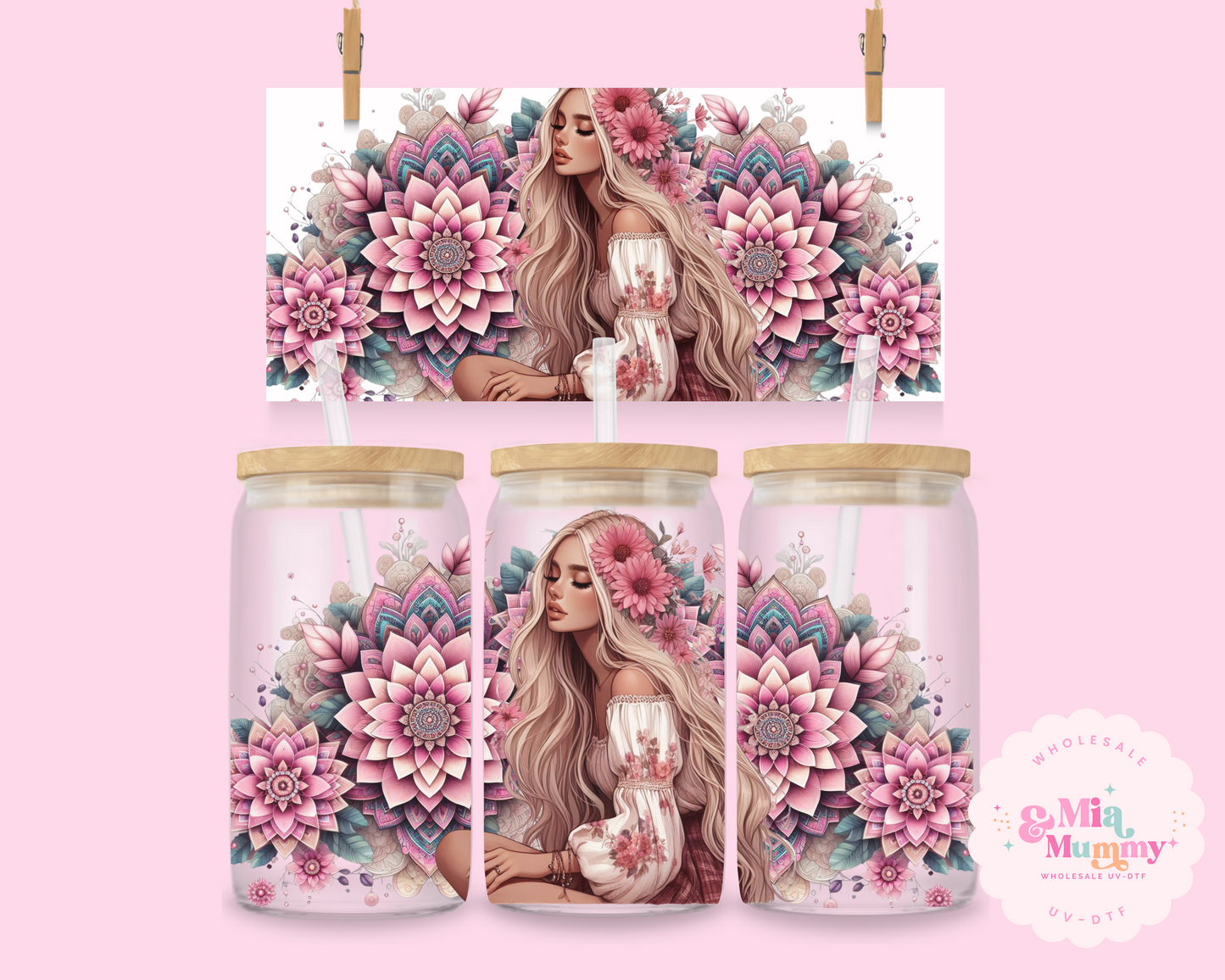 BOHO FLOWERS - DOUBLE SIDED UV DTF