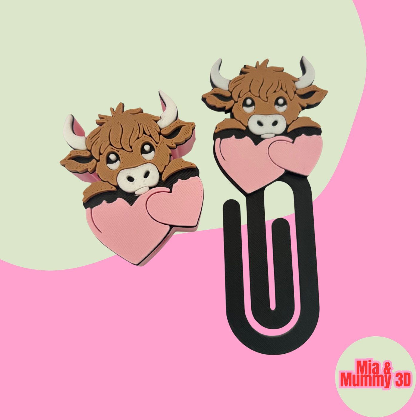 Heart highland cow set