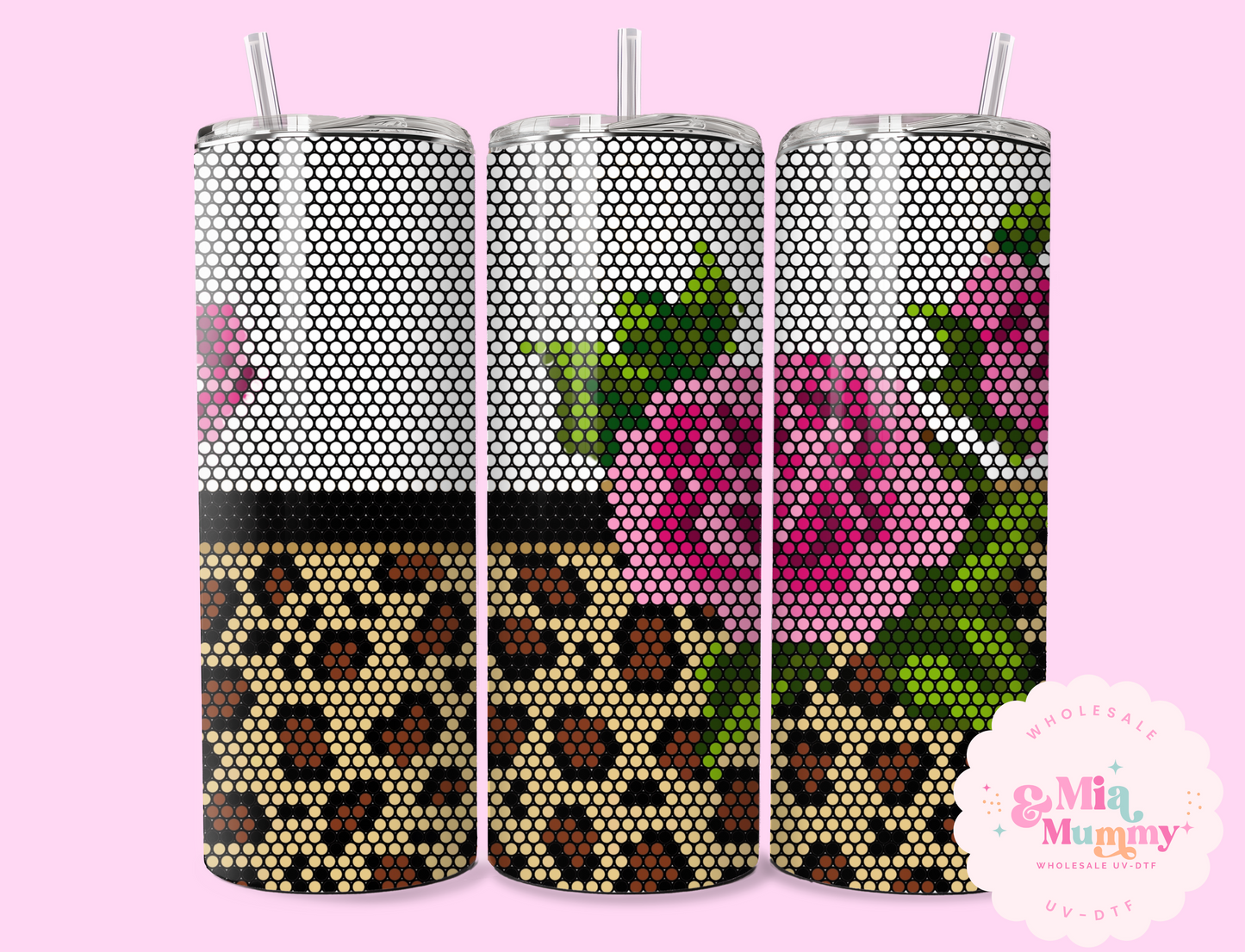 DIY BLING PINK ROSE AND LEOPARD