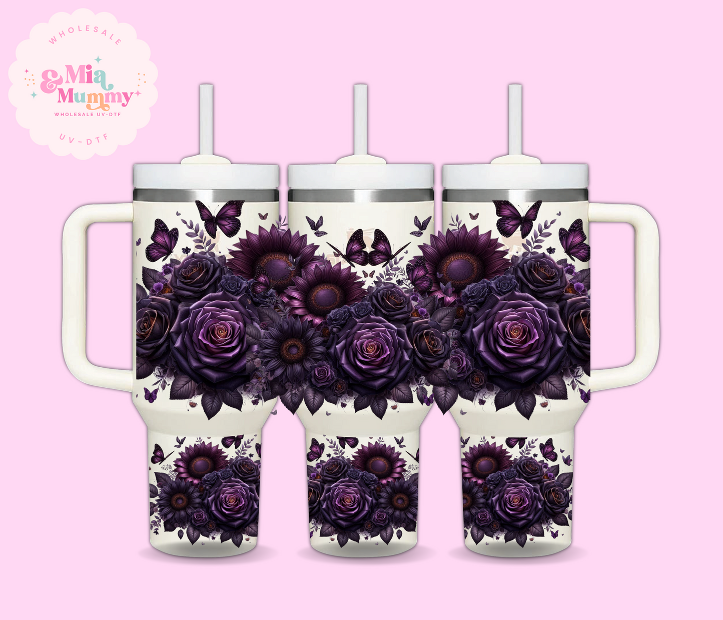 PURPLE ROSES DIGITAL DOWNLOAD- FOR A 40oz GUZZLER