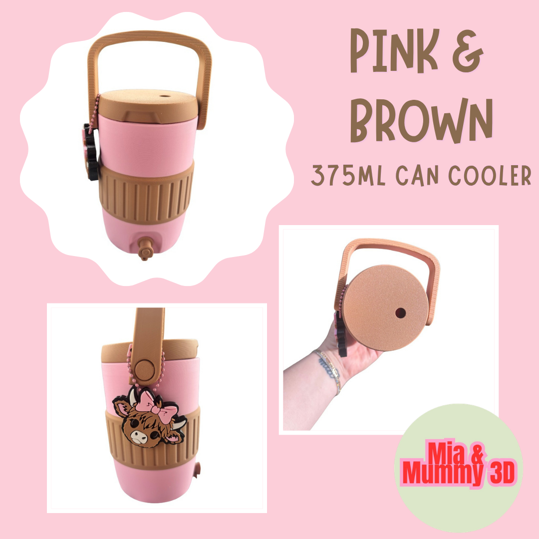 Pink and Brown Can Cooler