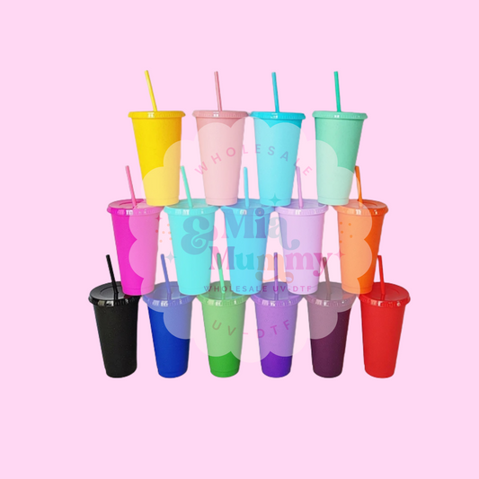 24oz Solid Cold Cups with Glitter Specks.