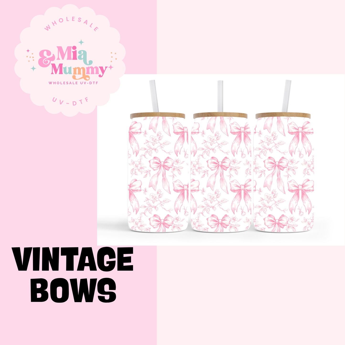 VINTAGE BOWS DOUBLE WALLED STAINLESS STEEL TUMBLER - READY TO SHIP