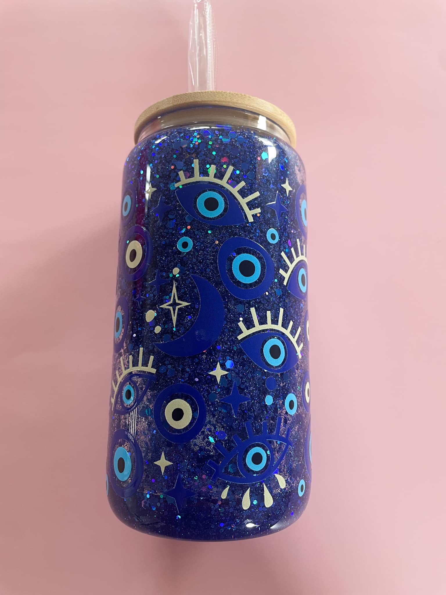Evil Eye Snow Globe Glitter Tumbler Mia&Mummy