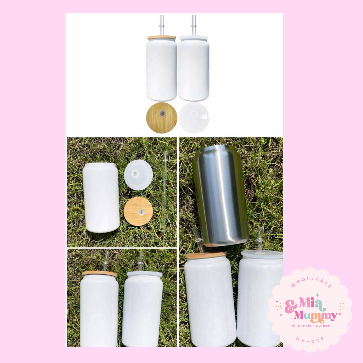 White Double Walled Stainless Steel 16oz Libby.