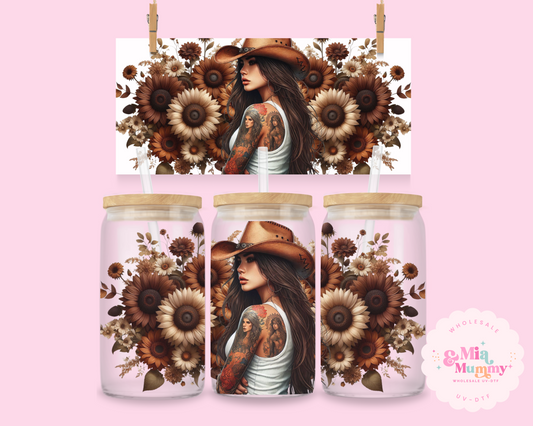 BROWN COUNTRY FLOWERS- DOUBLE SIDED UV DTF