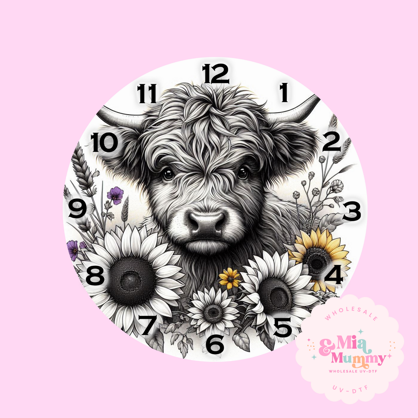 B&W COW-DTF CLOCK