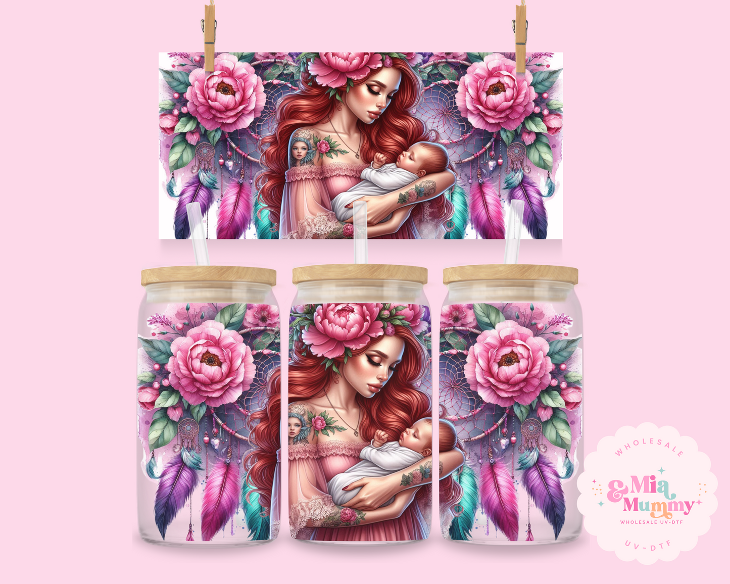 MOTHER AND BABY (RED HAIR) - DOUBLE SIDED UV DTF