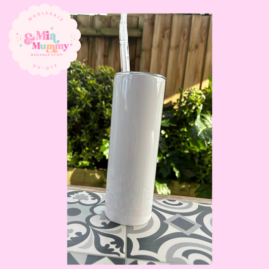 20oz Skinny Sublimation Tumbler- Gloss White