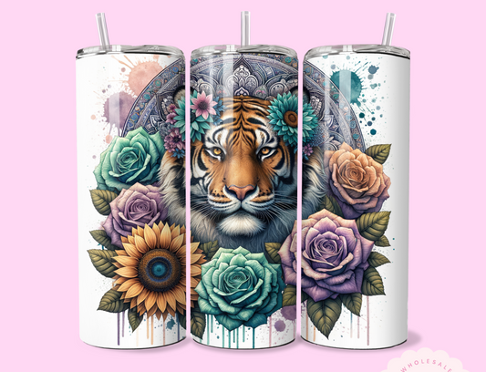 TIGER WITH FLOWERS