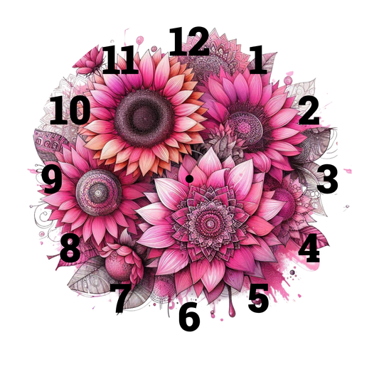 PINK MANDAL FLOWERS UV-DTF CLOCK