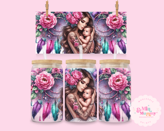 MOTHER AND BABY (BROWN HAIR) - DOUBLE SIDED UV DTF