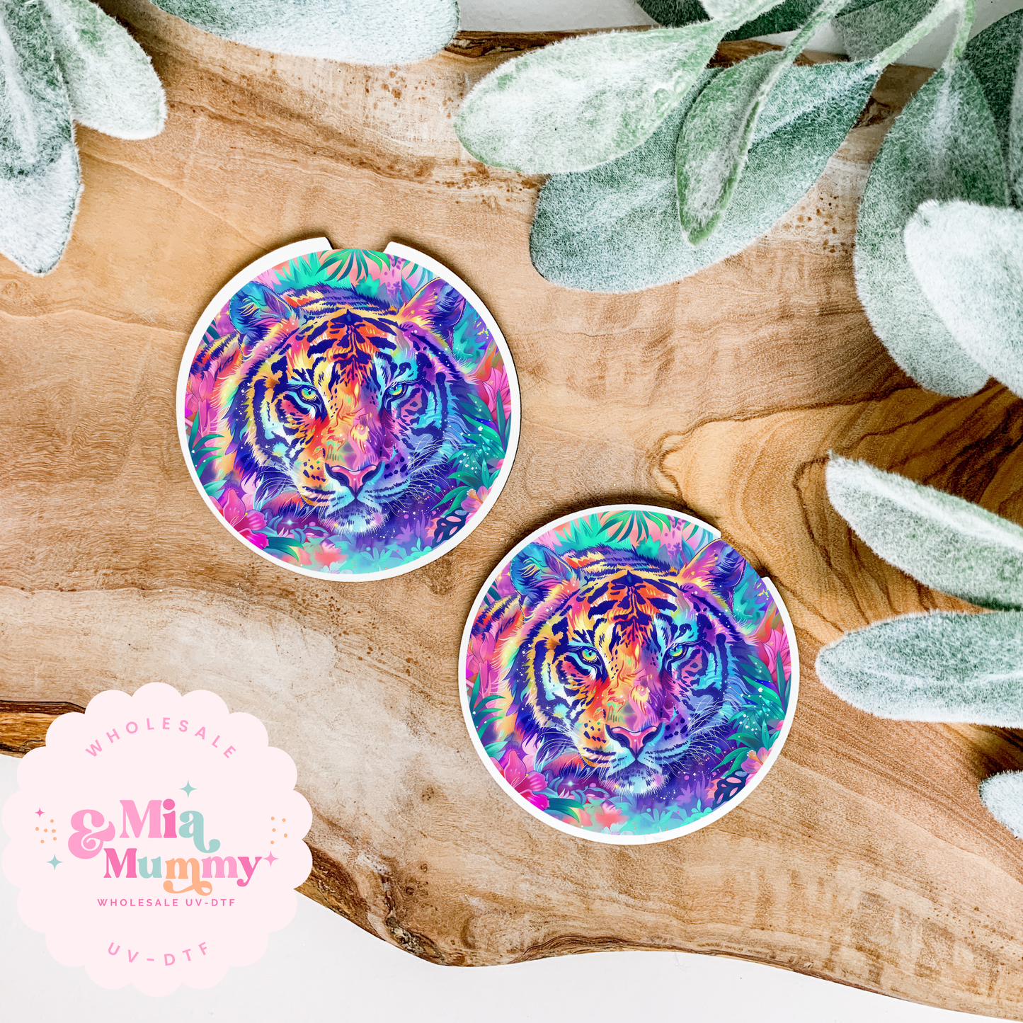 BRIGHT PASTEL Coaster TIGER UV-DTF