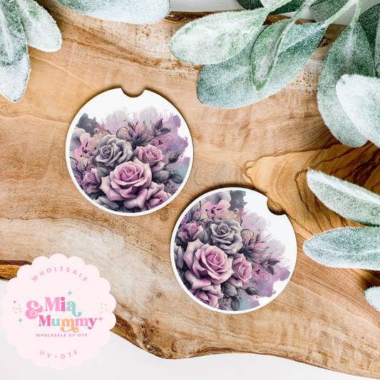 PINK AND PURPLE ROSES Coaster UV-DTF