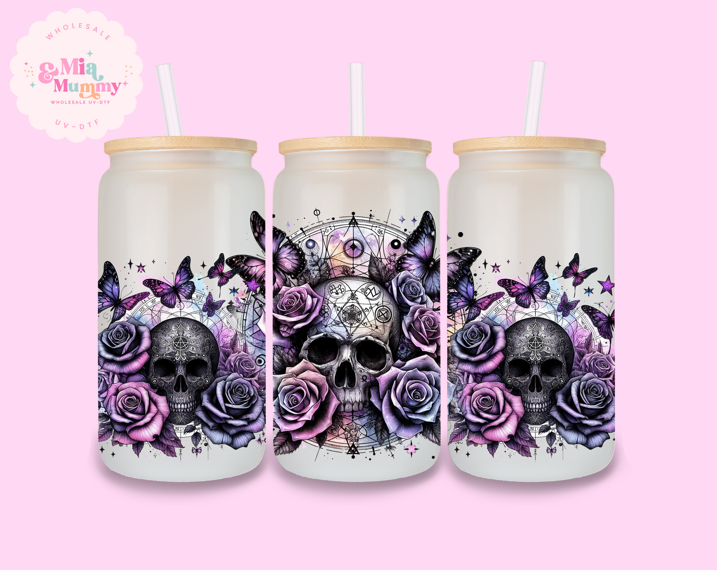 PURPLE ROSES AND SKULLS SUBLIMATION PRINT