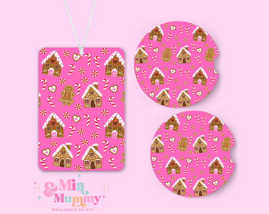 Dark Pink Gingerbread Car Accessories-Sublimation Print by K.Louise