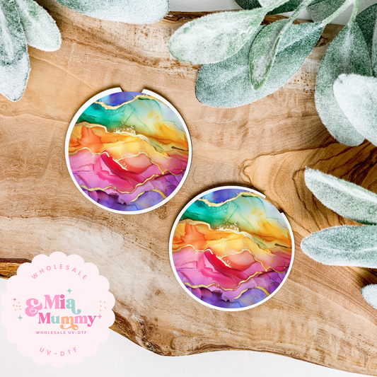 RAINBOW INK Coaster UV-DTF