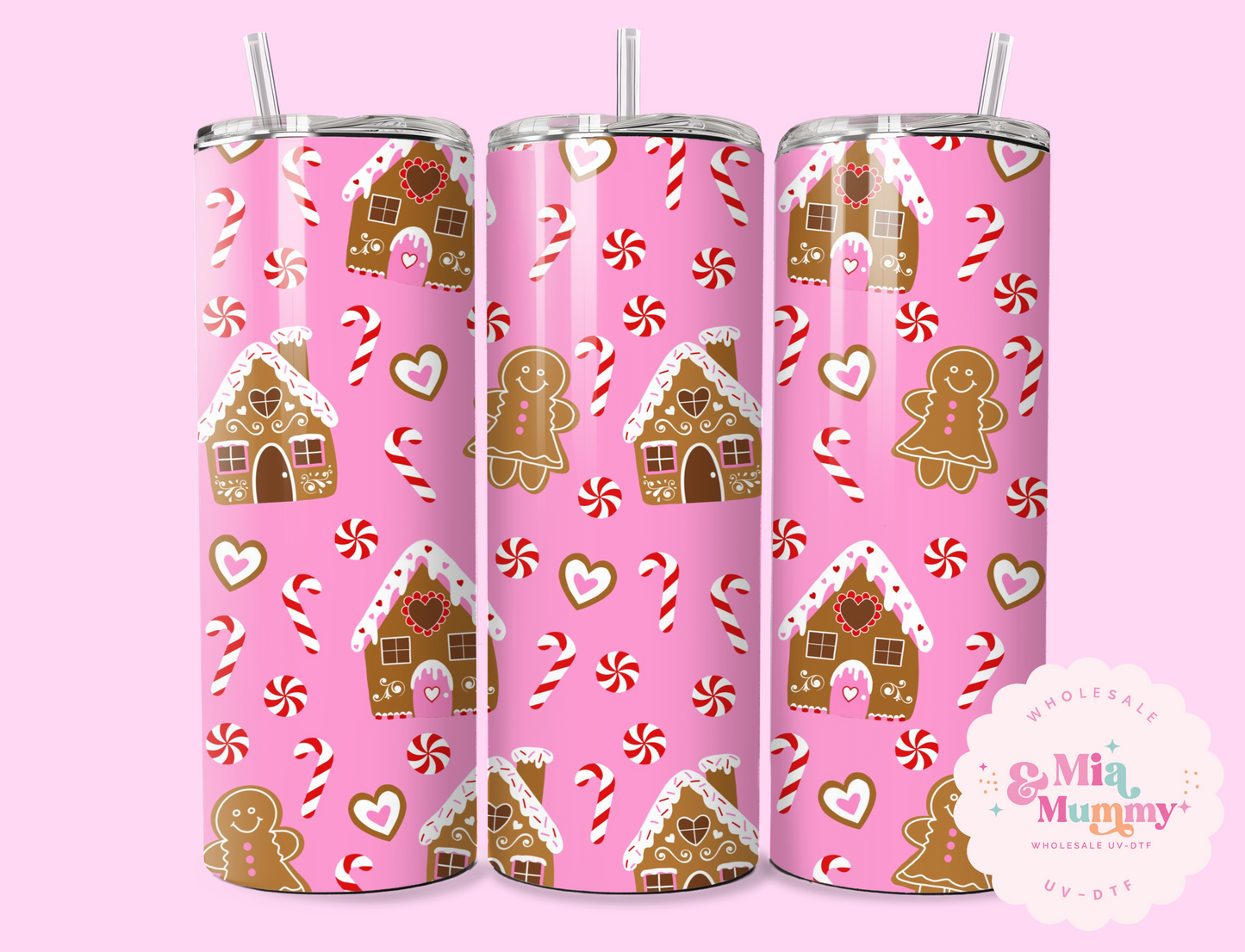 Pink Gingerbread 20oz Sublimation Print by K.Louise