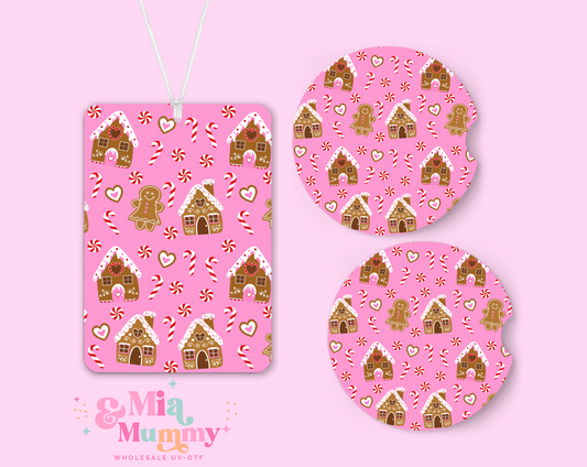 Pink Gingerbread Car Accessories-Sublimation Print by K.Louise