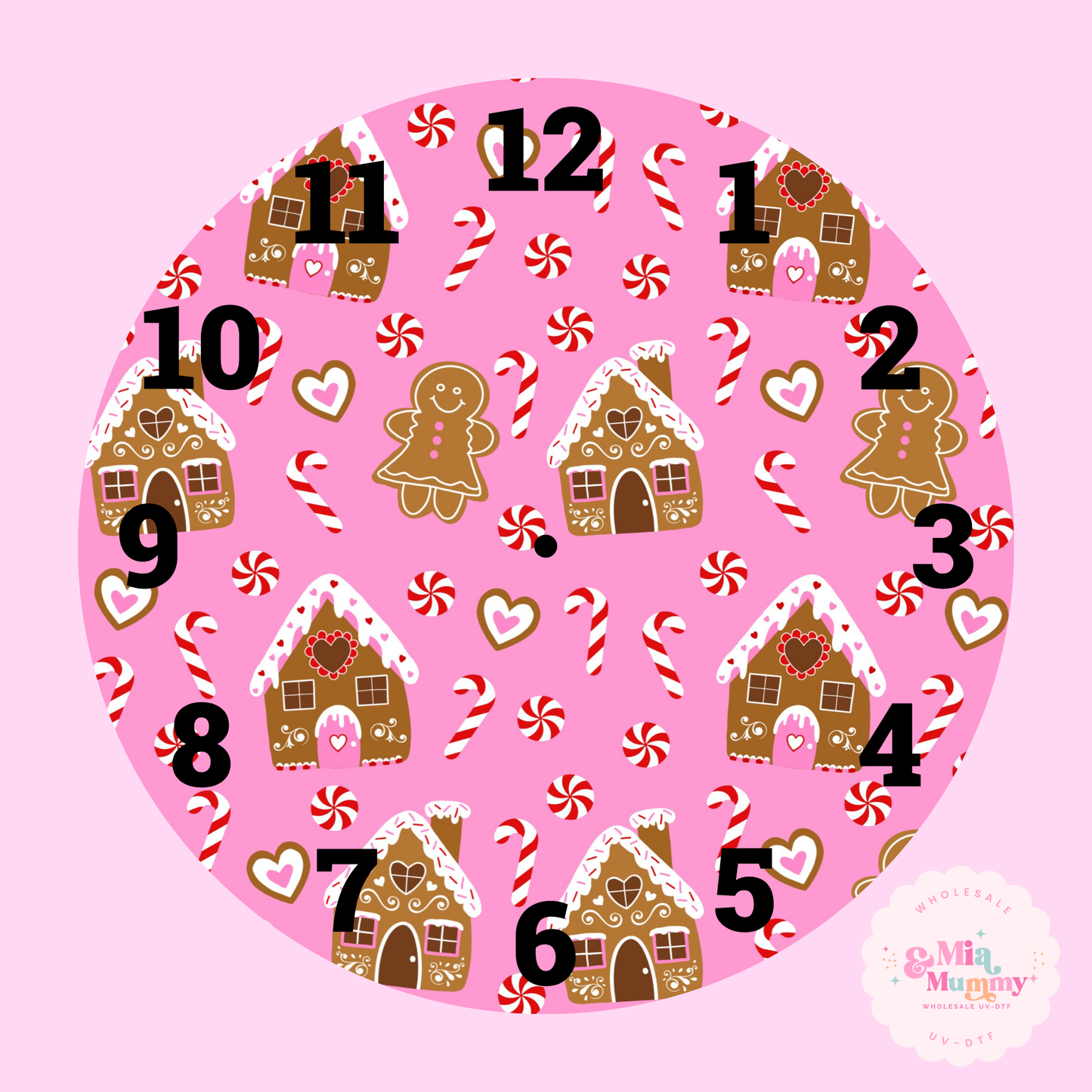 Pink Gingerbread- Clock Print by K.Louise