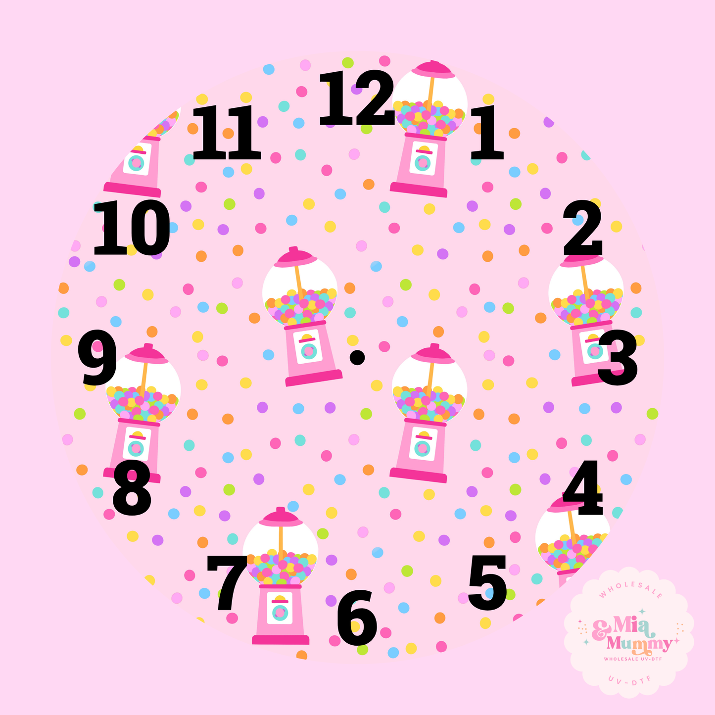 Pink Gumball Machine - Clock Print by K.Louise