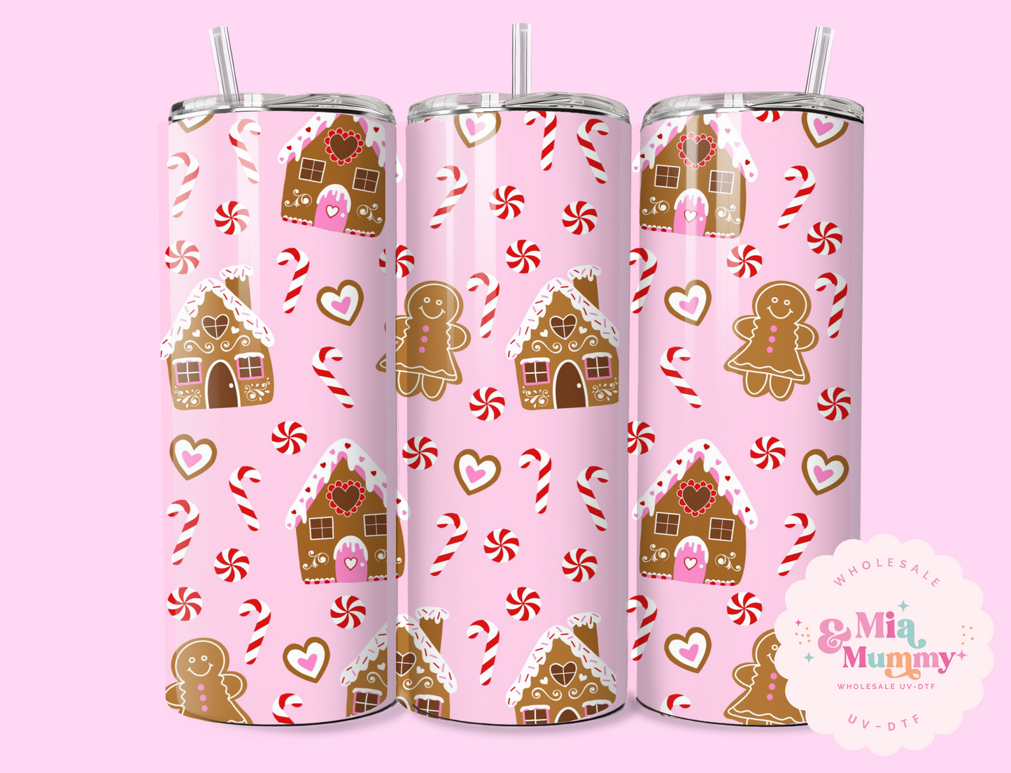 Light Pink Gingerbread 20oz Sublimation Print by K.Louise