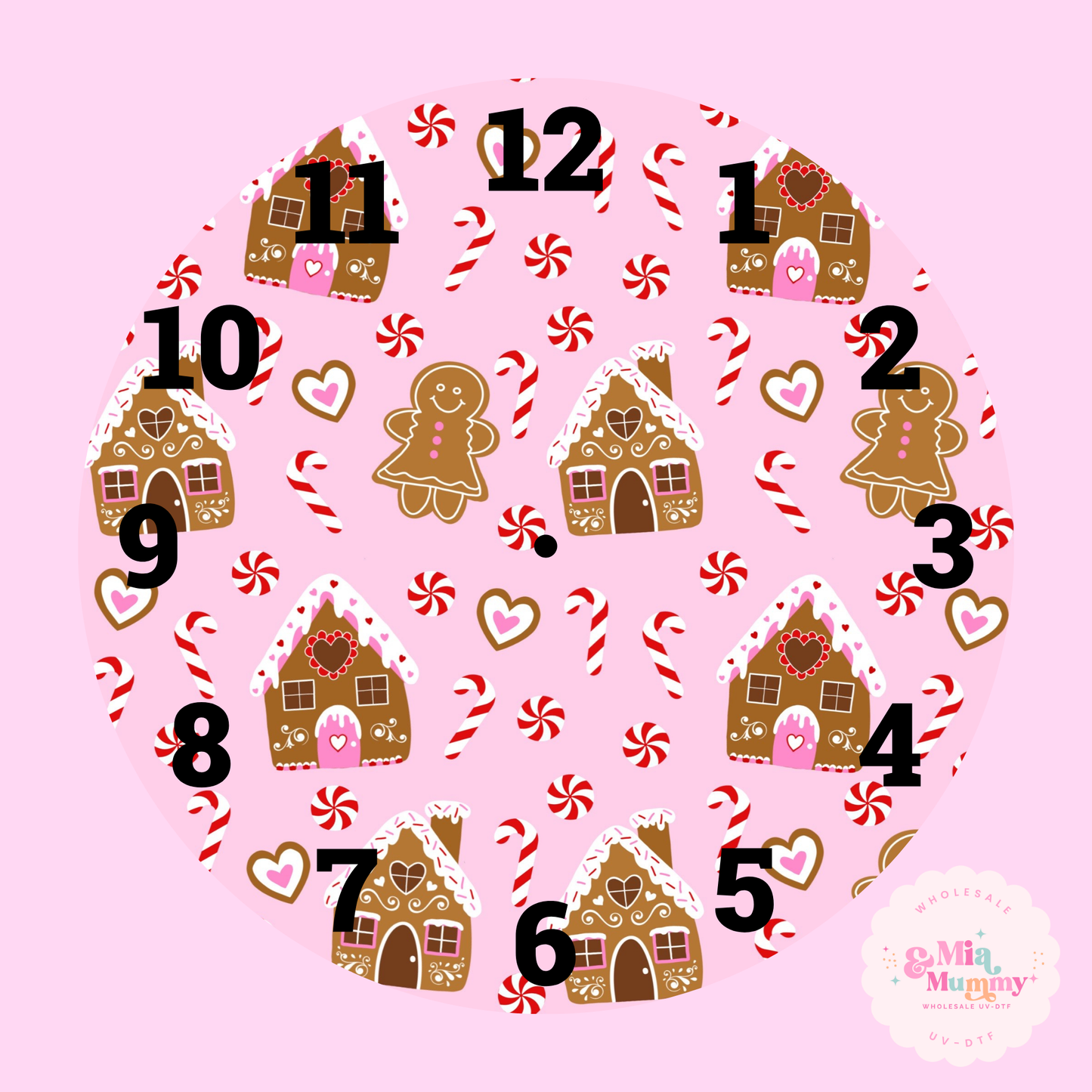 Light Pink Gingerbread- Clock Print by K.Louise