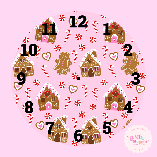 Light Pink Gingerbread- Clock Print by K.Louise