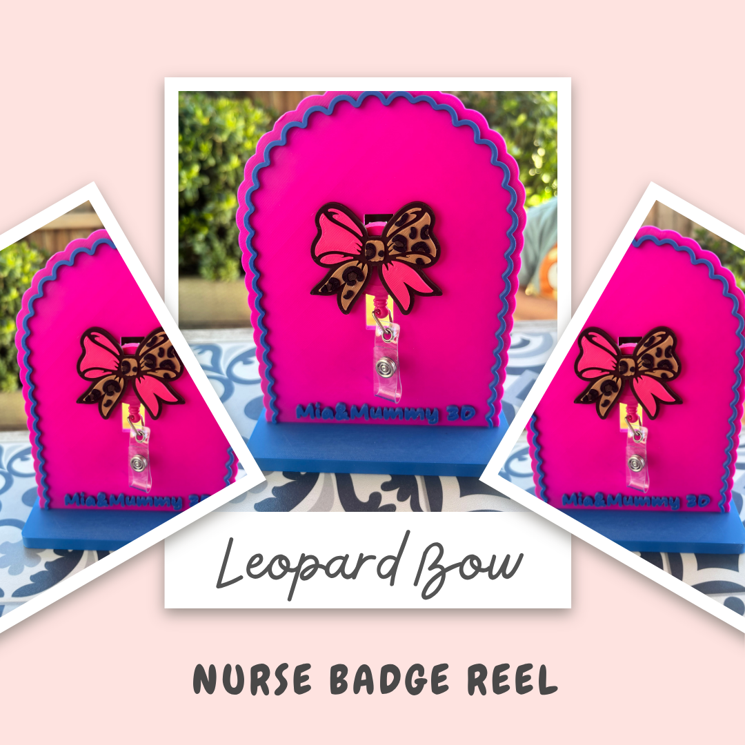 Leopard Bow Nurse Badge Reel- FREE