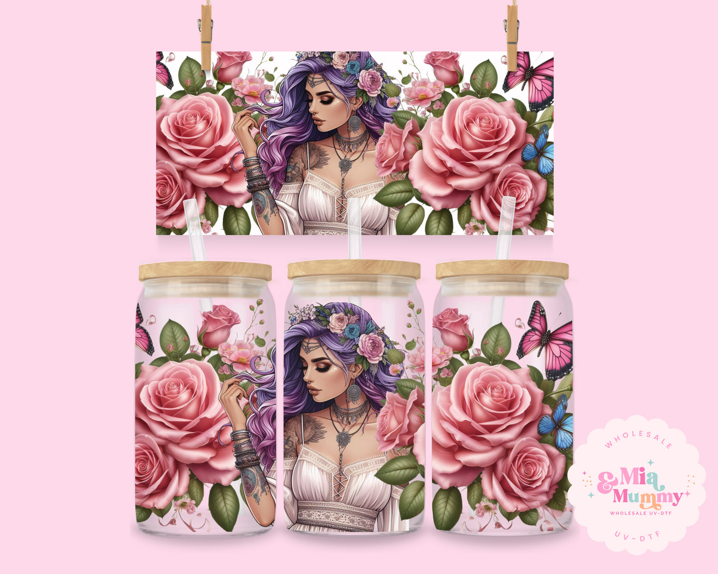BOHO ROSES - DOUBLE SIDED UV DTF