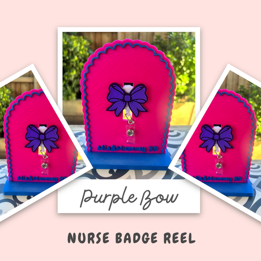 Purple Bow Nurse Badge Reel- FREE