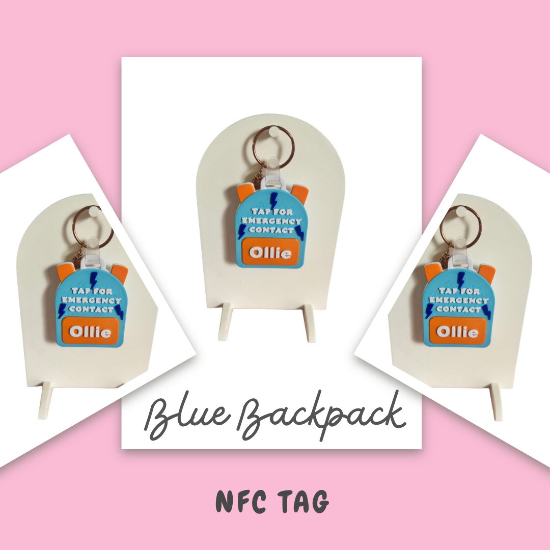 Blue Backpack NFC keychain