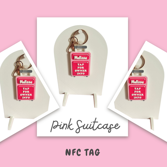 Pink Suitcase NFC keychain