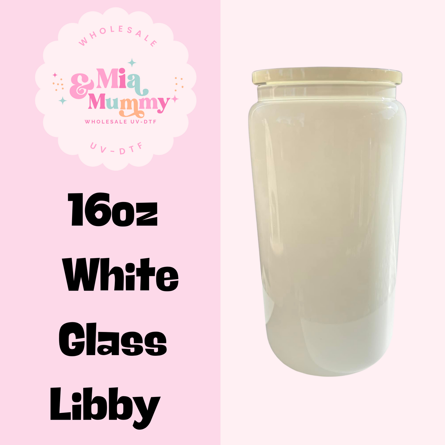 16oz WHITE GLASS SUBLIMATION TUMBLER