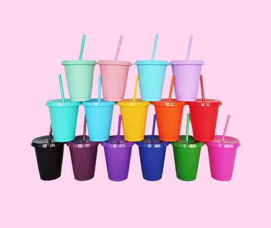 16oz Solid Cold Cups with Glitter Specks.