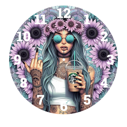 PURPLE BOHO LADY  UV-DTF CLOCK