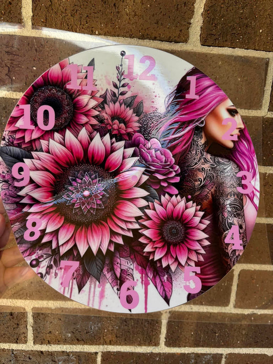 BOHO PINK UV-DTF CLOCK