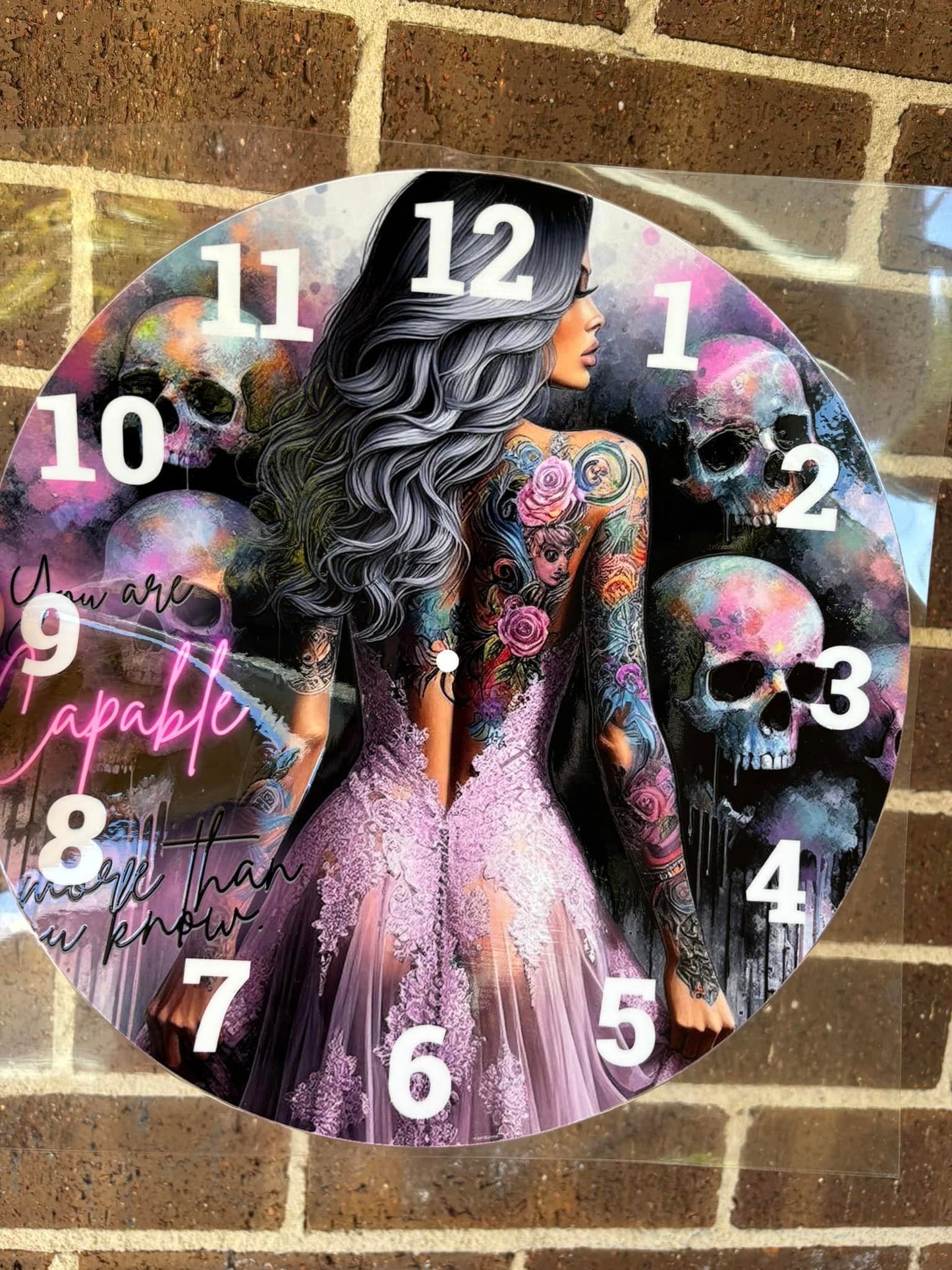 LADY SKULLS UV-DTF CLOCK