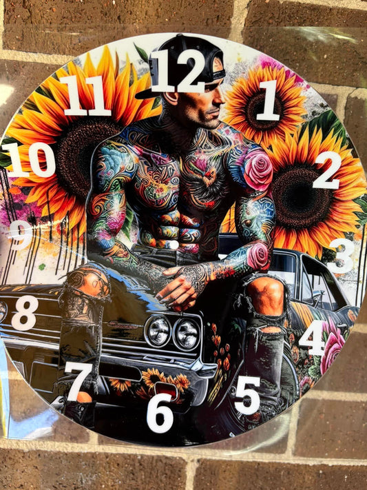 SUNFLOWER CAR -DTF CLOCK