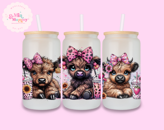 PINK HIGHLAND COWS SUBLIMATION PRINT