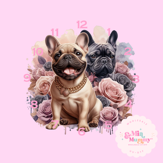 PUGS WITH ROSES-DTF CLOCK