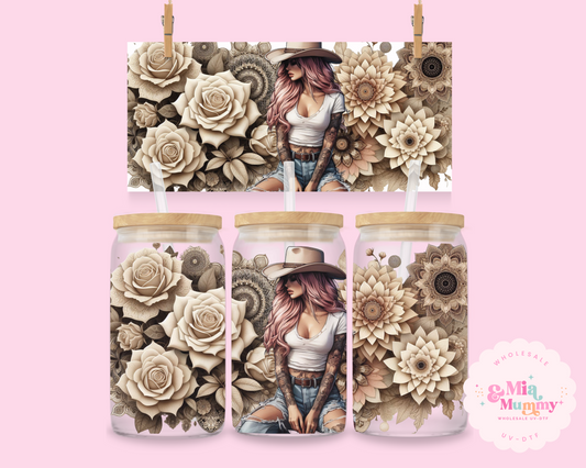 BEIGE COUNTRY FLOWRS - DOUBLE SIDED UV DTF