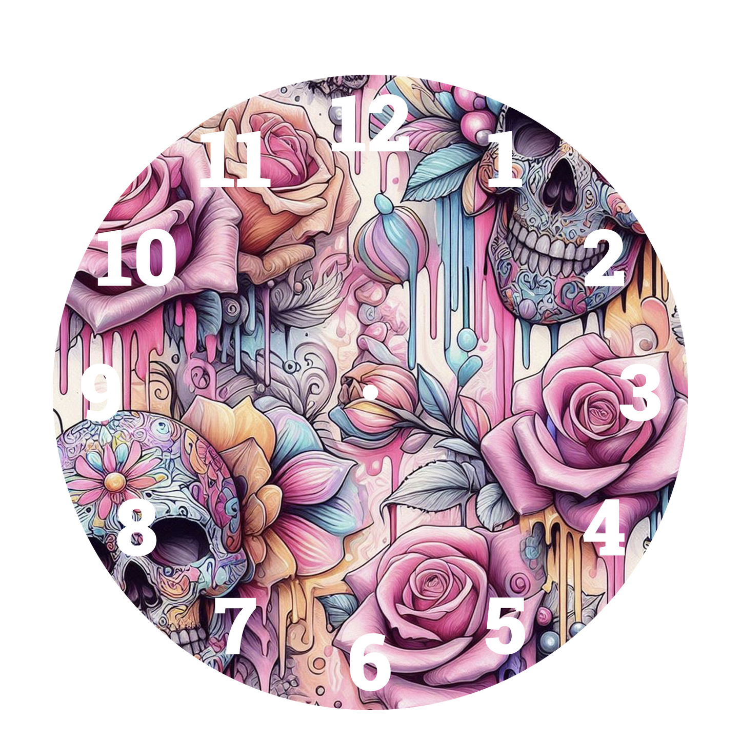 SKULL AND FLOWERS -DTF CLOCK